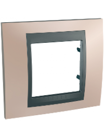 Unica MGU66.002.296 - Unica Top - plaque de finition - 1 poste 2 mod. - cuivre onyx liseré graphite , Schneider Electric