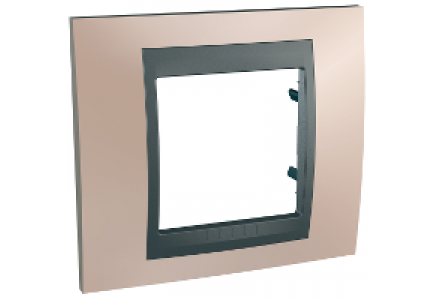 Unica MGU66.002.296 - Unica Top - plaque de finition - 1 poste 2 mod. - cuivre onyx liseré graphite , Schneider Electric