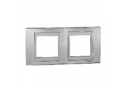 Unica MGU66.004.010 - Unica Top - plaque de finition - 2x2 mod. - chrome brillant liseré alu , Schneider Electric