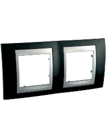 Unica MGU66.004.093 - Unica Top - plaque de finition - 2x2 mod. - noir rhodium liseré alu , Schneider Electric