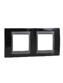 Unica MGU66.004.293 - Unica Top - plaque de finition - 2x2 mod. - noir rhodium liseré graphite , Schneider Electric
