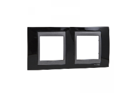 Unica MGU66.004.293 - Unica Top - plaque de finition - 2x2 mod. - noir rhodium liseré graphite , Schneider Electric