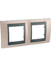 Unica MGU66.004.296 - Unica Top - plaque de finition - 2x2 mod. - cuivre onyx liseré graphite , Schneider Electric