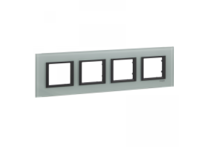 Unica MGU68.008.7C3 - Unica Class - plaque de finition - 4x2 mod. hor. 71mm - verre gris liseré noir , Schneider Electric