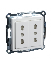 Merten System M MTN2162-0319 - Italian-Double socket-outlet, polar white, glossy, System M , Schneider Electric