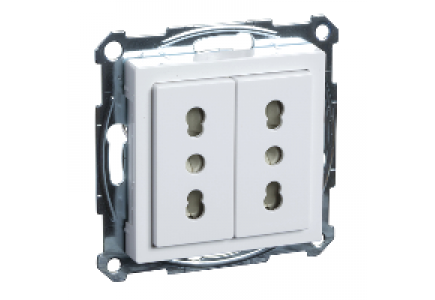 Merten System M MTN2162-0325 - Italian-Double socket-outlet, active white, glossy, System M , Schneider Electric