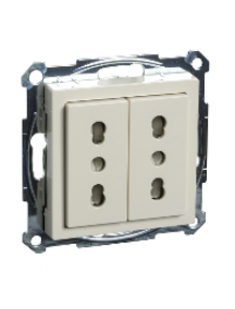 Merten System M MTN2162-0344 - Italian-Double socket-outlet, white, glossy, System M , Schneider Electric