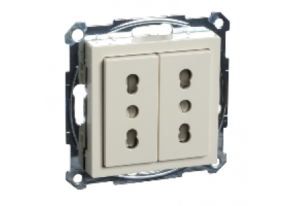 Merten System M MTN2162-0344 - Italian-Double socket-outlet, white, glossy, System M , Schneider Electric