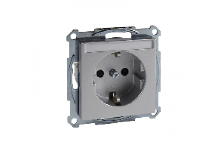 Merten System M MTN2302-0460 - SCHUKO socket-outlet with label fld, shutter, screwl. term., aluminium, System M , Schneider Electric