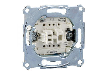 Merten inserts MTN3125-0000 - Two-circuit swit.insrt 1P w. neutral terminal,flush-mntd,10 AX,250 V AC, screwl. , Schneider Electric