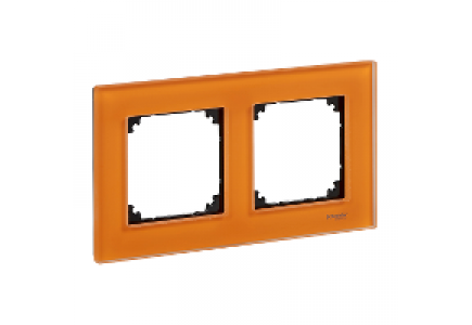 MTN404202 - Real glass frame, 2-gang, Calcite orange, M-Elegance , Schneider Electric