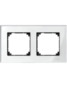 MTN404219 - Merten M-Plan - plaque de finition - 2 postes - verre blanc , Schneider Electric