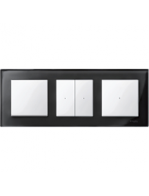MTN404303 - Merten M-Plan - plaque de finition - 3 postes - verre noir , Schneider Electric