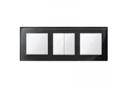 MTN404303 - Merten M-Plan - plaque de finition - 3 postes - verre noir , Schneider Electric