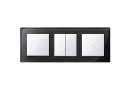 MTN404303 - Merten M-Plan - plaque de finition - 3 postes - verre noir , Schneider Electric MTN404303 - Merten M-Plan - plaque de finition - 3 postes - verre noir , Schneider Electric