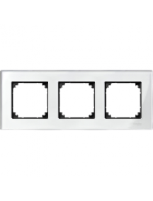 MTN404319 - Merten M-Plan - plaque de finition - 3 postes - verre blanc , Schneider Electric