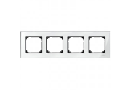 MTN404419 - M-Plan - plaque de finition - 4 postes - verre blanc , Schneider Electric