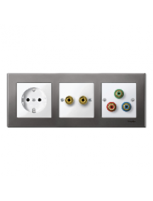 Merten System M MTN468819 - Central plate with high-end loudspeaker connector, polar white, glossy, System M , Schneider Electric