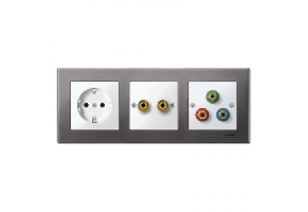 Merten System M MTN468819 - Central plate with high-end loudspeaker connector, polar white, glossy, System M , Schneider Electric