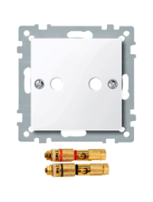 Merten System M MTN468825 - Central plate w. high-end loudspeaker connector, active white, glossy, System M , Schneider Electric