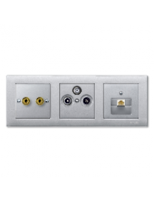 Merten System M MTN469360 - Central plate with high-end loudspeaker connector, aluminium, System M , Schneider Electric
