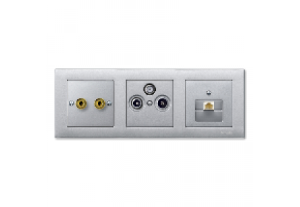 Merten System M MTN469360 - Central plate with high-end loudspeaker connector, aluminium, System M , Schneider Electric