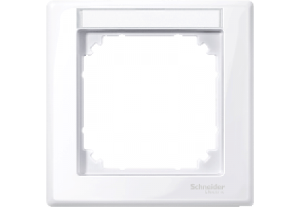 MTN470125 - M-Smart frame, 1-gang with labelling bracket, active white, glossy , Schneider Electric