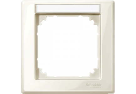 MTN470144 - M-Smart frame, 1-gang with labelling bracket, white, glossy , Schneider Electric