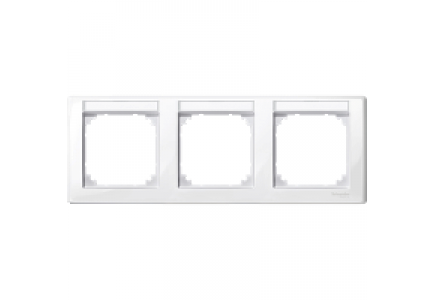 MTN471319 - M-Smart frame, 3-gng w. label.bracket, horizontal installation, pol.wht., glossy , Schneider Electric