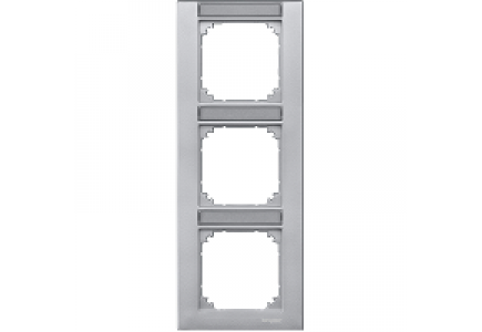 MTN476360 - Plaque finition triple M-Plan, avec porte-étiquette montage vertical, aluminium , Schneider Electric