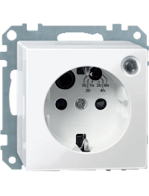 Merten System M MTN501119 - SCHUKO timer socket-outlet insert with shutter, polar white, glossy, System M , Schneider Electric