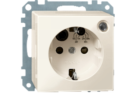 Merten System M MTN501144 - SCHUKO timer socket-outlet insert with shutter, white, glossy, System M , Schneider Electric