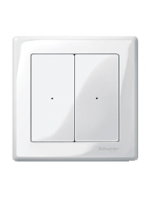 CONNECT MTN506219 - CONNECT radio push-button, 2-gang, polar white, glossy, System M , Schneider Electric