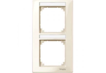MTN513244 - M-Plan frame, 2-gang with labelling option, vertical installation, white, glossy , Schneider Electric