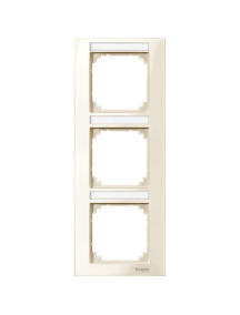 MTN513344 - M-Plan frame, 3-gang for labelling, vertical installation, white, glossy , Schneider Electric