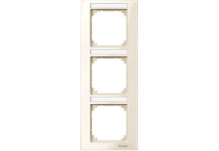 MTN513344 - M-Plan frame, 3-gang for labelling, vertical installation, white, glossy , Schneider Electric