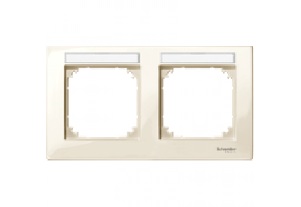 MTN514244 - M-Plan frame, 2-gang w. labelling option, horizontal installation, white, glossy , Schneider Electric