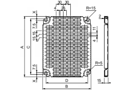 NSYMR53 - Spacial - châssis perforé Telequick - acier - pour coffret H=500xL=300mm , Schneider Electric