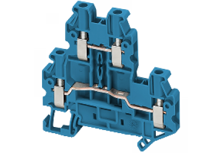 Linergy NSYTRV24DBL - Borne à vis - 2 niveaux - passant - 4 points - 2,5mm² - bleu , Schneider Electric