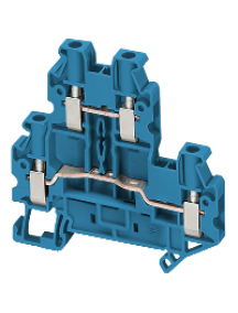 Linergy NSYTRV44DBL - Borne à vis - 2 niveaux - passant - 4 points - 4mm² - bleu , Schneider Electric
