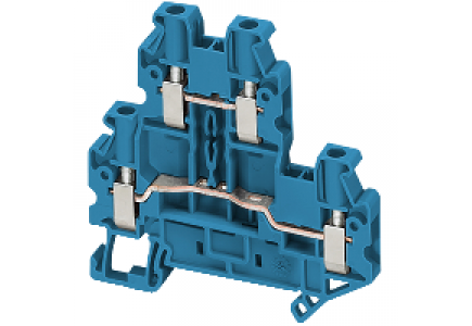 Linergy NSYTRV44DBL - Borne à vis - 2 niveaux - passant - 4 points - 4mm² - bleu , Schneider Electric