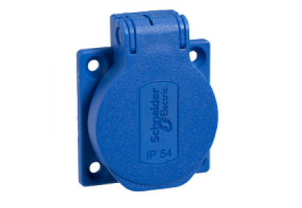 PKN51B - PratiKa - socle de prise NF 50x50mm - 2P+T 10-16 A - IP54 - connex. arr. - bleu , Schneider Electric