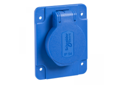 PKS62B - SOCLE PRISE SCHUKO ENC 65X85 FIX LAT BLUE IP54 220V 2PT , Schneider Electric