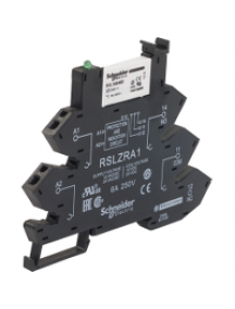 Zelio Relay RSL1PRBU - Zelio Relay RSL - relais + embase - 1OF 6A - bornes ressort - 24VDC/24VACDC , Schneider Electric