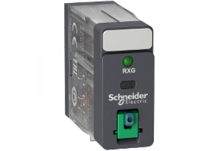 Zelio Relay RXG22BD - Zelio Relay RXG - relais embrochable - 2 OF 5A - test + LED - 24VDC , Schneider Electric