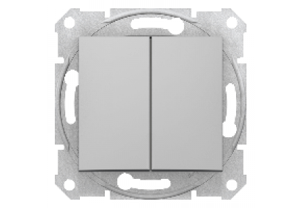 Sedna SDN0300160 - Sedna - 1pole 2-circuits switch - 10AX without frame aluminium , Schneider Electric