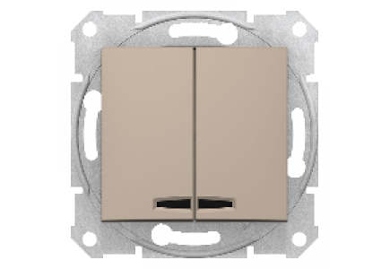 Sedna SDN0300368 - Sedna - 1pole 2-circuits switch - 10AX locator light, without frame titanium , Schneider Electric