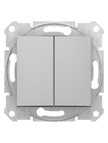 Sedna SDN0600160 - Sedna - double 2way switch - 10AX without frame aluminium , Schneider Electric
