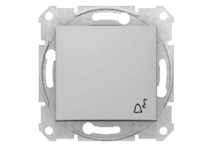 Sedna SDN0800160 - Sedna - 1pole pushbutton - 10A bell symbol, without frame aluminium , Schneider Electric