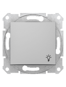 Sedna SDN0900160 - Sedna - 1pole pushbutton - 10A light symbol, without frame aluminium , Schneider Electric